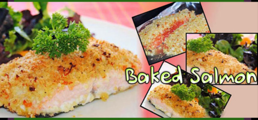 Cheesy baked salmon